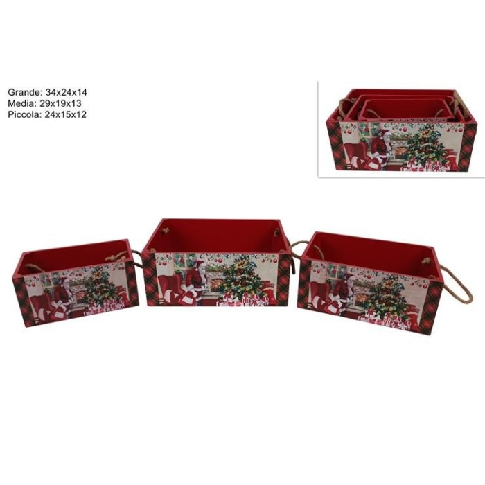 CASSETTE LEGNO ST 3PZ BABBO NATALE